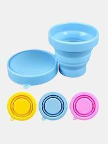 1pc Foldable & Retractable Silicone Portbale & Compressible Cup Outdoor Travel Rinse Cup Mini Water Bottle - Yellow - View 3