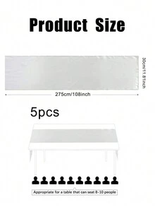 5 cái Xa ten khăn Trải Bàn , Khăn trải bàn , Cho đám cưới Các bữa tiệc , Sinh nhật Các bữa tiệc , Yến tiệc , Tốt nghiệp , Hôn ước , Năm mới Các bữa tiệc - Bạc - Xem 2