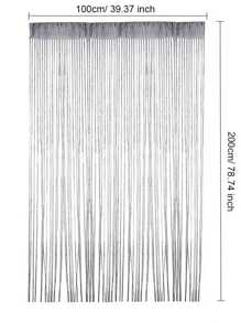 1pc Solid Color Silver Thread Decorative Curtain For Living Room, Door And Window Divider - Champagne - View 2