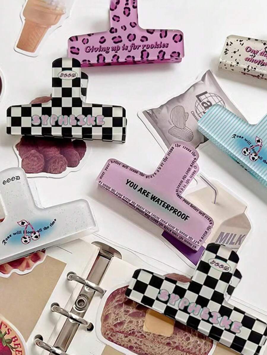 1pc American Retro Style Acrylic Memo Clip, Highly Attractive Paper Clip For Students, Receipt, Random Style - Multicolor - View 1