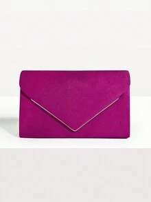 流行粉紅色優雅信封包輕便晚餐包光滑絲滑天鵝絨晚宴包女士派對手提包婚禮派對手提包聖誕節節日/假期/假日 - 玫紅色 - 查看 9