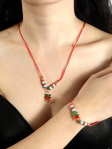 1 套手工聖誕樹/聖誕老人吊墜項鍊/手鍊套裝,聖誕配件