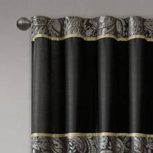 Aubrey Jacquard Curtain Panel Pair, Elegant All Season Black Out Panel Fits Spring Lux Bedroom Decor, Christmas Thanks Giving Gifts - màu đen - Xem 3