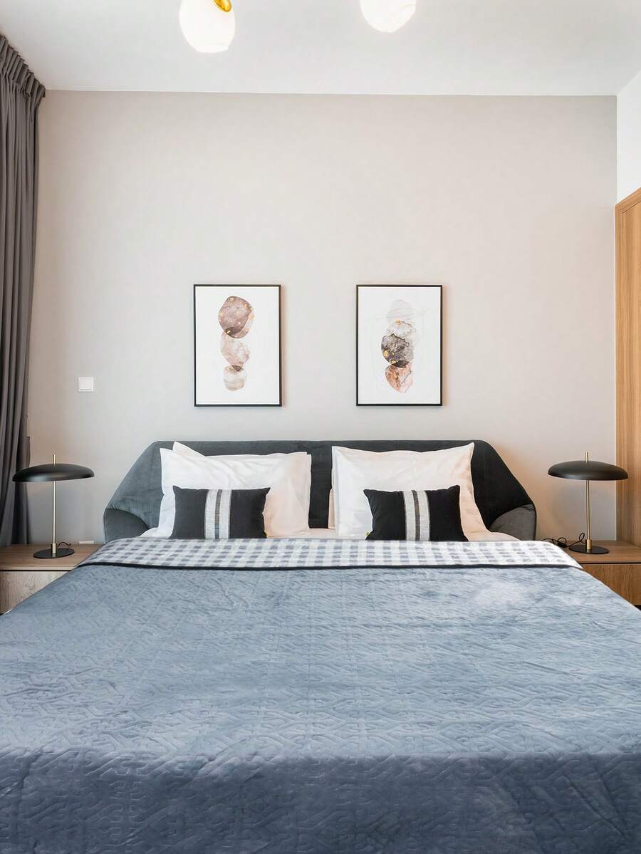 Double Bedspread Quilt With Brief, Straight Edge 2.00x2.30 - 霧霾藍 - View 1