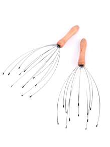 手持式按摩器，1 件木柄 12 爪头皮按摩工具，用于头部护理、头发、美发工具、头发护理、学校、返校、旅行、旅行必需品、家庭必需品、水疗、按摩工具、按摩、按摩器、水疗 - 黃色 - 查看 6