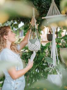 1 pieza Bolsa de red colgante para macetas para organizar el hogar y el jardín, incluye colgador, decoración del hogar, decoración de habitación, decoración de pared