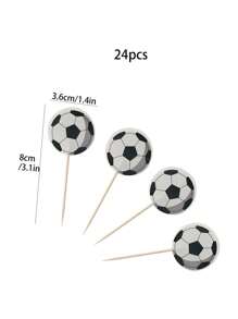 24/48/72 chiếc Đồ trang trí bánh sinh nhật chủ đề bóng đá, Đồ dùng tiệc World Cup, Que xiên bánh nướng xốp có thiết kế hình quả bóng đá đen trắng, Đồ trang trí bánh & bánh nướng xốp - Chèn nhãn - Xem 3