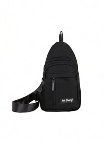 字母印花胸包,多功能運動戶外休閒手機肩背包,斜跨包