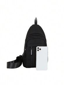 字母印花胸包,多功能運動戶外休閒手機肩背包,斜跨包