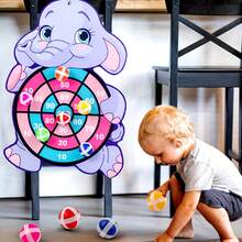 1 件隨機顏色大象主題黏性飛鏢套裝,卡通圖案球玩具,親子互動投擲目標球,安全室內外經典飛鏢遊戲 - 彩色 - 查看 5