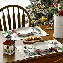 4pcs/set Selling Christmas Patterned Heat Insulated Mat For Western Cuisine, Tea Table And Home Decoration - Apricot - View 6