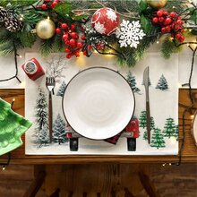 4pcs/set Selling Christmas Patterned Heat Insulated Mat For Western Cuisine, Tea Table And Home Decoration - Apricot - View 3