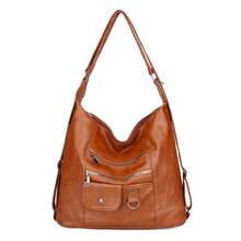 Bolso De Hombro Para Mujer De Un Solo Color Con Gran Capacidad - Marrón - Ver 2