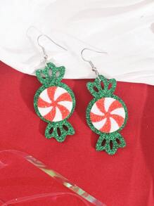 1對可愛聖誕糖果耳環