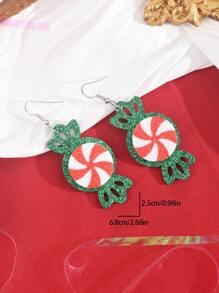 1對可愛聖誕糖果耳環