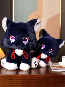 《原神》士兵與貓娃娃毛絨玩具,鬆軟柔軟的枕頭裝飾品,適用於客廳、臥室或汽車,聖誕節/生日禮物 - 黑色 - 查看 4