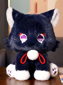 《原神》士兵與貓娃娃毛絨玩具,鬆軟柔軟的枕頭裝飾品,適用於客廳、臥室或汽車,聖誕節/生日禮物 - 黑色 - 查看 3