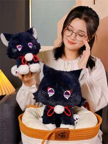 《原神》士兵與貓娃娃毛絨玩具,鬆軟柔軟的枕頭裝飾品,適用於客廳、臥室或汽車,聖誕節/生日禮物 - 黑色 - 查看 9