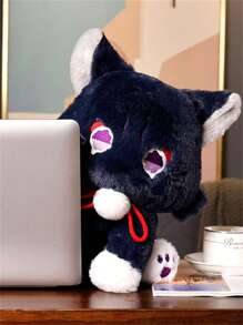 《原神》士兵與貓娃娃毛絨玩具,鬆軟柔軟的枕頭裝飾品,適用於客廳、臥室或汽車,聖誕節/生日禮物 - 黑色 - 查看 5