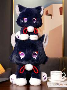 《原神》士兵與貓娃娃毛絨玩具,鬆軟柔軟的枕頭裝飾品,適用於客廳、臥室或汽車,聖誕節/生日禮物 - 黑色 - 查看 7