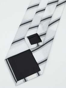 1條男士休閒/正式8cm方格/條紋領帶,流行的派對/婚禮/假日配件,採用藍色、白色或紫色聚酯/絲織物