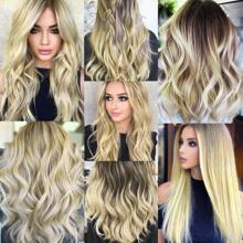 6 piezas Extensiones de cabello con clip de colores, destellos de fiesta, extensiones de cabello liso dorado de 20 pulgadas, pelucas sintéticas con clip, adecuadas para disfraz de Halloween, Navidad, regalo de Año Nuevo, mujeres (dorado) - Dorado - Ver 6