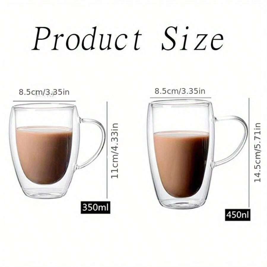 Prismoria 4er Set Doppelwandige Glas-Kaffeetassen - Isolierte Becher Für Latte & Cappuccino, 200 Ml, Hitzebeständig