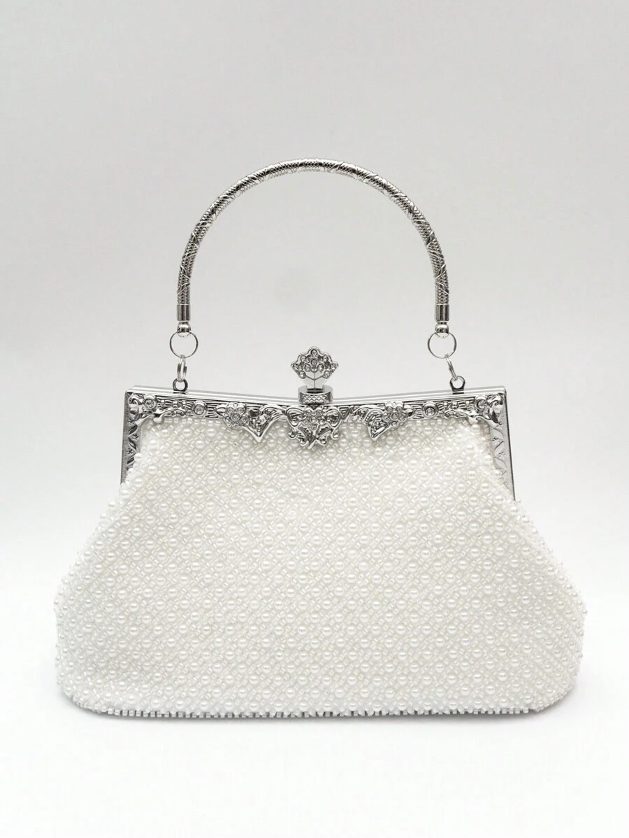 1 chiếc ly hợp đính cườm hình kim cương màu trắng với hoa được chạm khắc phần cứng Lá khóa chi tiết và dây đeo nho, phong cách cổ điển những năm 1920 Túi buổi tối đơn giản nhưng thanh lịch cho tiệc cưới cô dâu Lễ kỷ niệm năm mới, túi xách phù dâu hoặc quà tặng, thích hợp cho phụ nữ con gái, ngày tốt nghiệp ngày nhà giáo của mẹ Lễ hội Qipao và buổi hòa nhạc