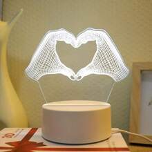 1 件創意 Usb 單色心型我愛你 3d 夜燈,卡通夜燈,臥室裝飾燈