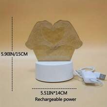 1 件創意 Usb 單色心型我愛你 3d 夜燈,卡通夜燈,臥室裝飾燈