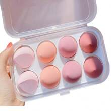 8 Pcs Makeup Sponge Set With  1pc  Storage Box, Beauty Makeup Sponge Cosmetic Tool Multicolor Makeup Sponge For Liquid Cream Foundation - Multicolor - View 1