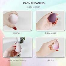 8 Pcs Makeup Sponge Set With  1pc  Storage Box, Beauty Makeup Sponge Cosmetic Tool Multicolor Makeup Sponge For Liquid Cream Foundation - Multicolor - View 2