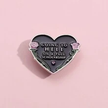 1pc 卡通創意可愛幾何愛心玫瑰字母金屬胸針合金卡通可愛節日裝飾別針女士女孩裝飾徽章節日禮物