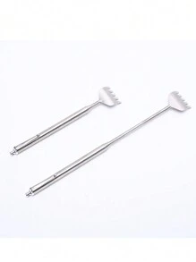 Stainless Steel Scratcher,1Pc Back Scratcher Manual Five Section Retractable Aid Stick Body Itch Scratching Tool,Gua Sha,Lymphatic Drainage,Cellulite,Back Scratchers,School,Back To School,Travel,Travel Essentials,Home Essentials,Spa,Massage Tool,Massage,Massager,Spa - Silver - View 9