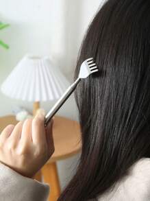 Stainless Steel Scratcher,1Pc Back Scratcher Manual Five Section Retractable Aid Stick Body Itch Scratching Tool,Gua Sha,Lymphatic Drainage,Cellulite,Back Scratchers,School,Back To School,Travel,Travel Essentials,Home Essentials,Spa,Massage Tool,Massage,Massager,Spa - Silver - View 4