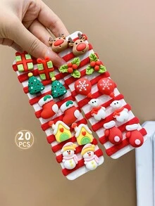 20入組兒童可愛卡通聖誕髮圈