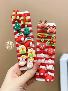 20入組兒童可愛卡通聖誕髮圈