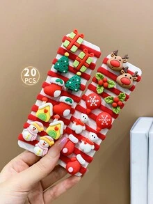 20入組兒童可愛卡通聖誕髮圈