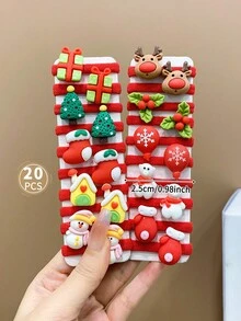 20入組兒童可愛卡通聖誕髮圈