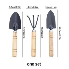 Gardening Tools Set For Planting, Pruning, Transplanting, Potting, Including Shovel, Trowel, Pruner, Rake, Cultivator And Carrying Bag - Black - View 2