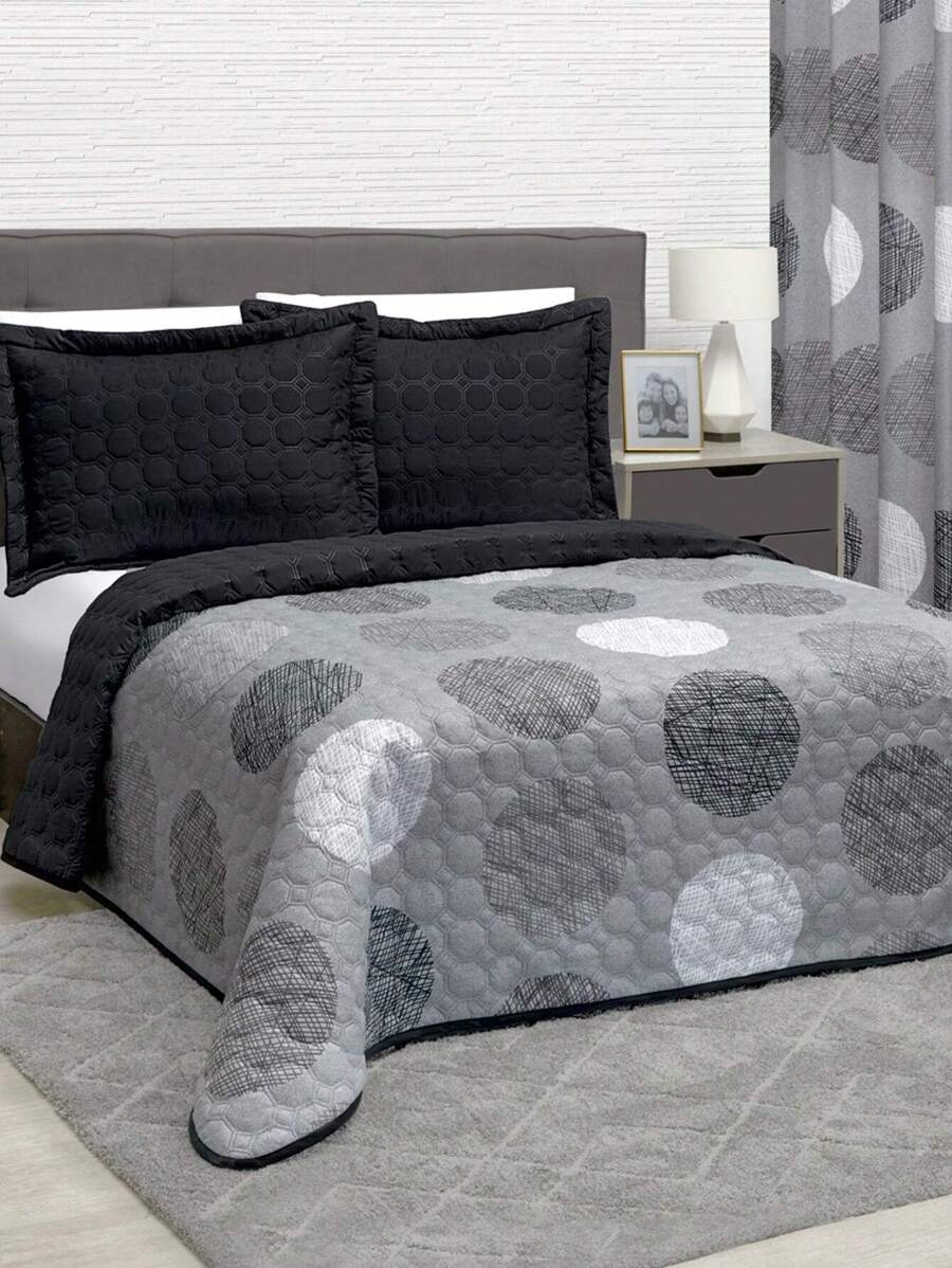 Home Elephant Edredón Ligero Matrimonial Gris Geométrico Dos Vistas Hamburgo - Gris - Ver 1