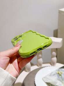 1pc Solid Color Creamy White Phone Case Compatible With Apple Iphone - Green - View 4