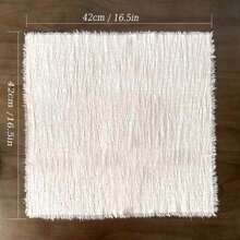 2 件/套方形流蘇餐巾(42*42 公分)餐飲裝飾桌布,附食物背景圖案