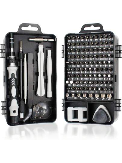 Conjunto de chaves de fenda de precisão 115 em 1 kit de ferramentas de reparo com kit de driver magnético, conjunto de chaves de fenda de precisão eletrônica com bolsa portátil para computador de reparo, telefone celular, PC, tablets