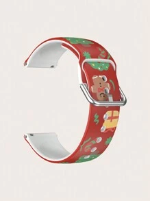 1條聖誕主題紅色卡通鹿 Tpu手錶表帶,相容性:華為、三星、小米,錶帶寬度:20mm、22mm - 紅色 - 查看 3