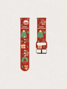 1條聖誕主題紅色卡通鹿 Tpu手錶表帶,相容性:華為、三星、小米,錶帶寬度:20mm、22mm - 紅色 - 查看 5
