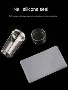 1套指甲藝術矽膠印章,刮刀和模板,美甲印章轉印工具