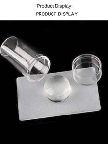 1套指甲藝術矽膠印章,刮刀和模板,美甲印章轉印工具