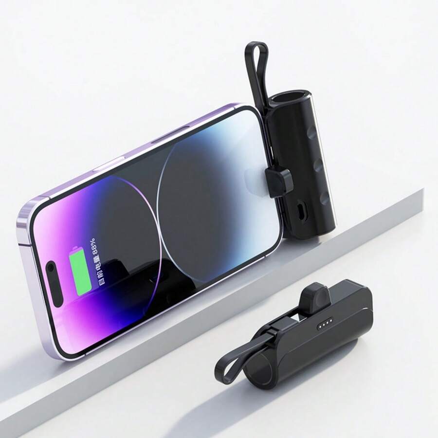5000mAh Mini Portable Power Bank External Battery Plug Play Power Bank Type C Fast Effective Charger - màu đen - Xem 1