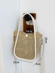 夏季復古休閒草編包手提水桶斜背包